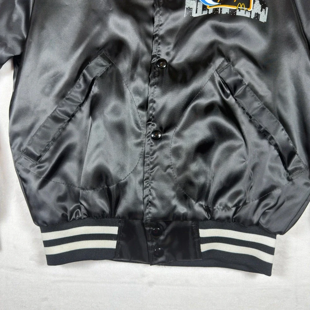 Vintage Pla-Jac McDonalds Mac Tonight Satin Jacket Black Varsity‎ Bomber Small